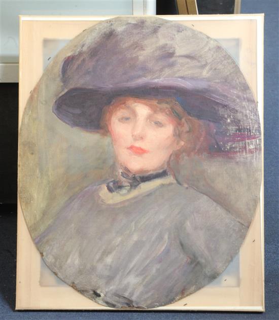 Albert de Belleroche (1864-1944) Portrait sketch of a lady probably Mrs Harry Vane Millbank, the artists mother 23 x 19in., unframed